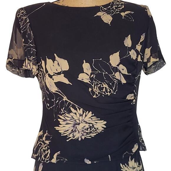 Vintage 80s Cynthia Howie Maggy Boutique 2PC Black Silk Rose Print Set Size 6P - Picture 5 of 14